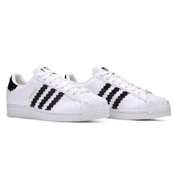 Adidas Superstar  Base Plates White Black Leather Men\'s Sneakers Size 13.5